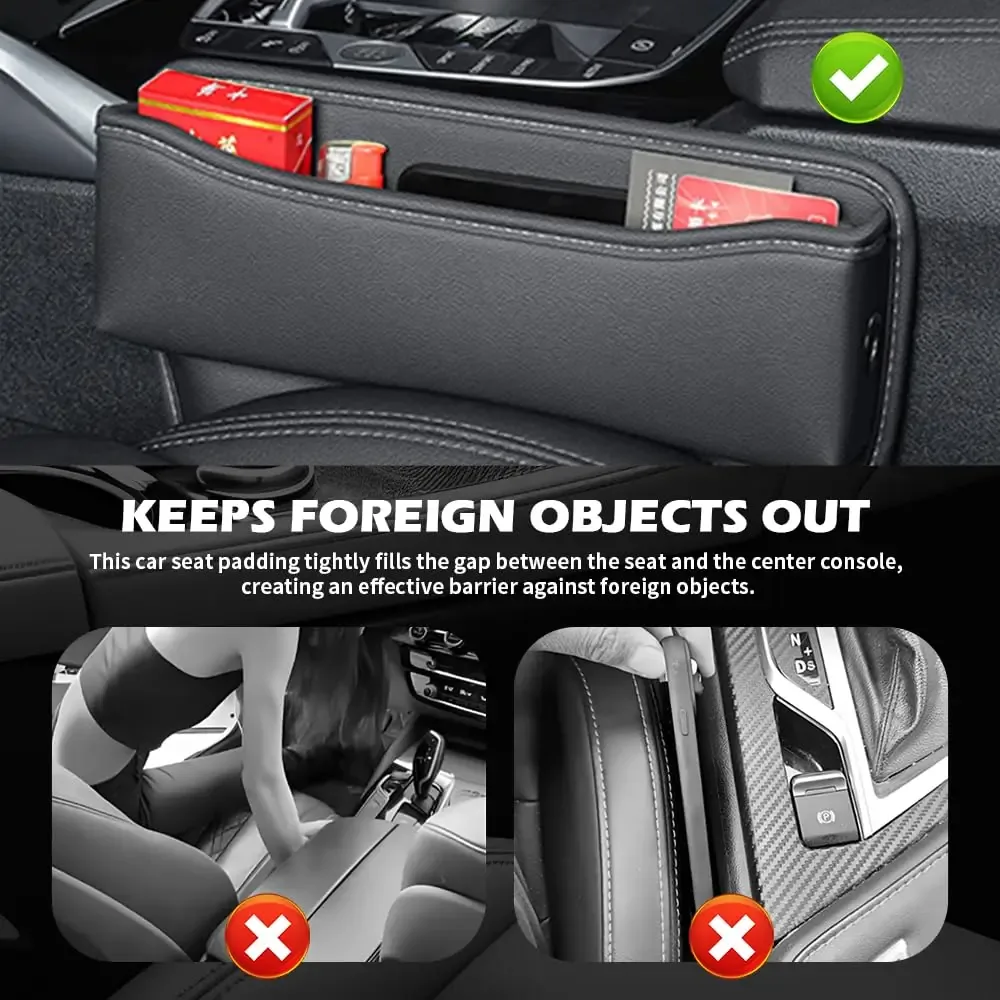 Schwarzer PU-Leder Sitzspalt-Organizer im Auto – Bild 4